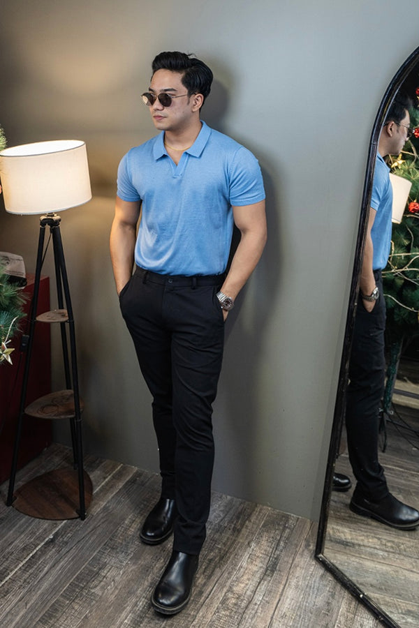 Textured short sleeve polo shirt